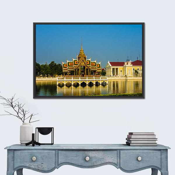 View Of Royal Summer Palace Bang Pa In In Thailand Canvas Wall Art-1 Piece-Floating Frame-36" x 24"-Tiaracle