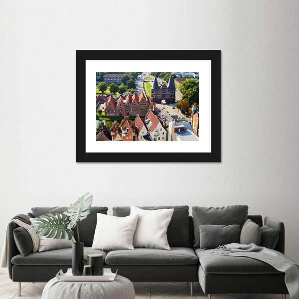 View Of Salzspeicher And Holstentor Gate In Lubeck Canvas Wall Art-5 Horizontal-Gallery Wrap-22" x 12"-Tiaracle