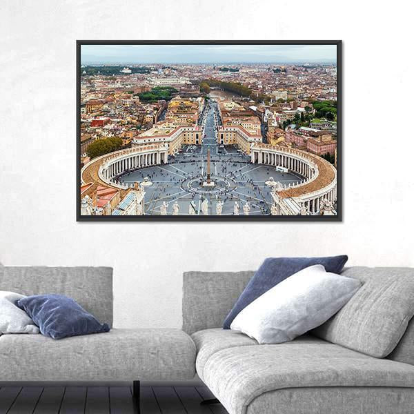 View Of St Peter Square In Rome Canvas Wall Art-5 Horizontal-Gallery Wrap-22" x 12"-Tiaracle