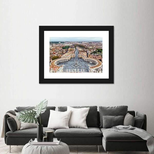 View Of St Peter Square In Rome Canvas Wall Art-5 Horizontal-Gallery Wrap-22" x 12"-Tiaracle