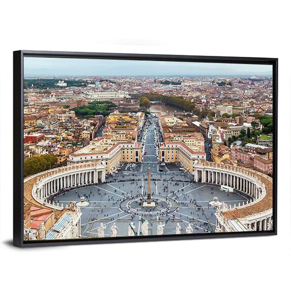 View Of St Peter Square In Rome Canvas Wall Art-5 Horizontal-Gallery Wrap-22" x 12"-Tiaracle