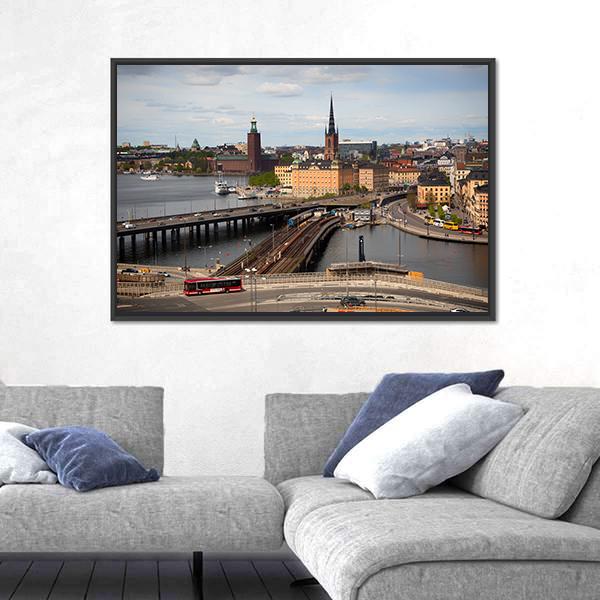 View Of Stockholm Canvas Wall Art-5 Horizontal-Gallery Wrap-22" x 12"-Tiaracle