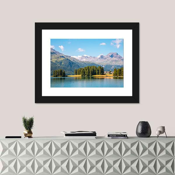 View Of The Azure Pond Champfer In Alpine Valley Canvas Wall Art-1 Piece-Framed Print-42" x 14"-Tiaracle