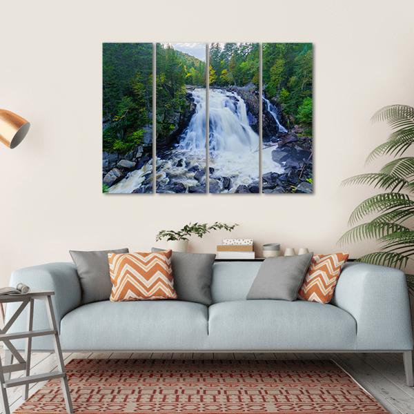 View Of The Diable Waterfall In Canada Canvas Wall Art-4 Horizontal-Gallery Wrap-34" x 24"-Tiaracle