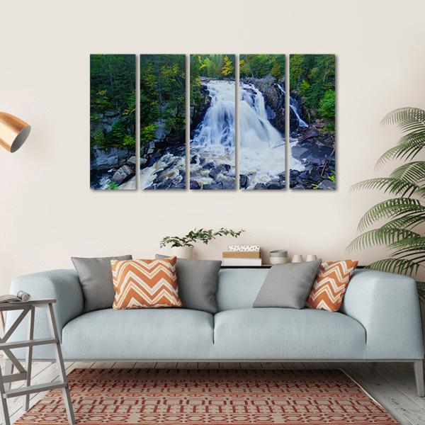 View Of The Diable Waterfall In Canada Canvas Wall Art-5 Horizontal-Gallery Wrap-22" x 12"-Tiaracle
