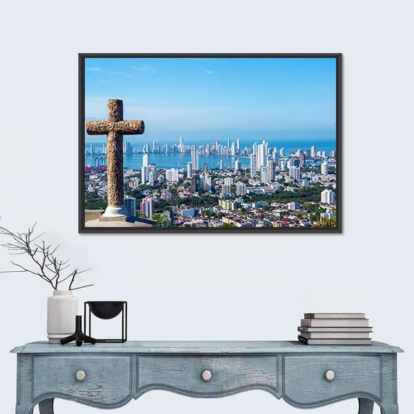 View Of The Modern Part Of Cartagena Canvas Wall Art-1 Piece-Floating Frame-24" x 16"-Tiaracle
