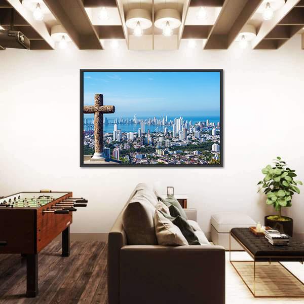 View Of The Modern Part Of Cartagena Canvas Wall Art-3 Horizontal-Gallery Wrap-25" x 16"-Tiaracle