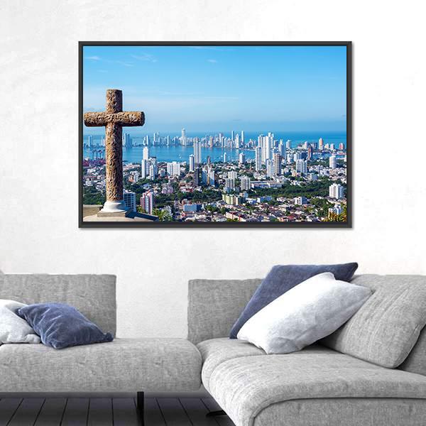View Of The Modern Part Of Cartagena Canvas Wall Art-3 Horizontal-Gallery Wrap-25" x 16"-Tiaracle