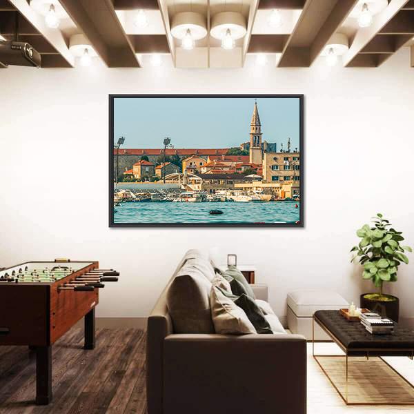 View Of The Old Town From The Side Of Budva Canvas Wall Art-3 Horizontal-Gallery Wrap-25" x 16"-Tiaracle