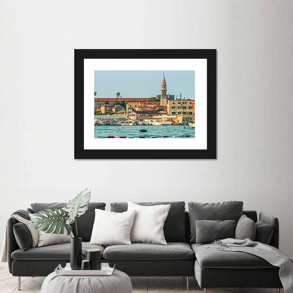 View Of The Old Town From The Side Of Budva Canvas Wall Art-3 Horizontal-Gallery Wrap-25" x 16"-Tiaracle