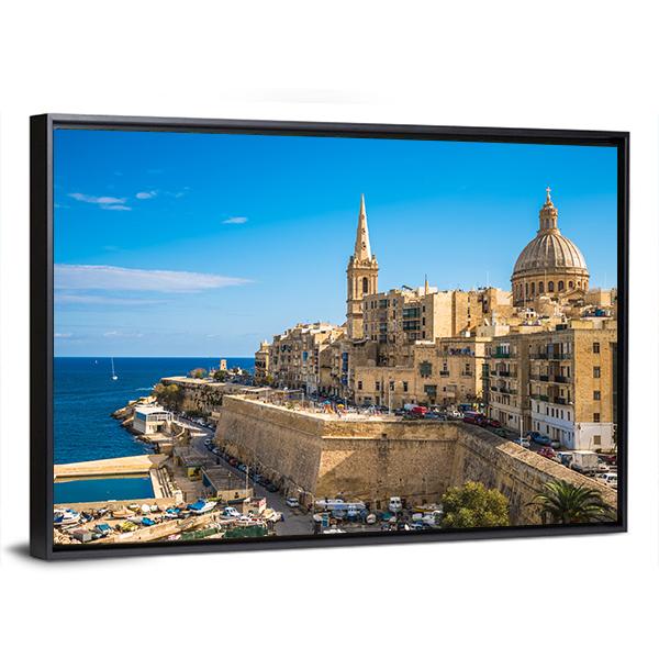 View Of Valletta City Canvas Wall Art-3 Horizontal-Gallery Wrap-25" x 16"-Tiaracle