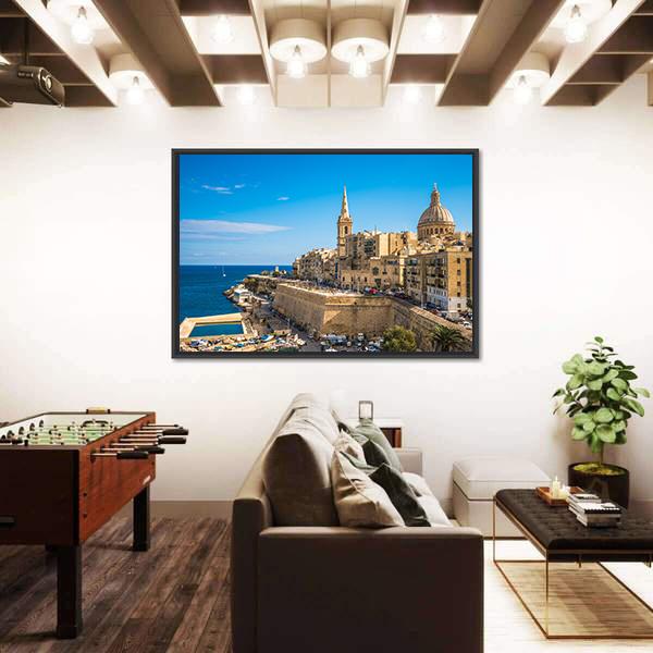 View Of Valletta City Canvas Wall Art-3 Horizontal-Gallery Wrap-25" x 16"-Tiaracle
