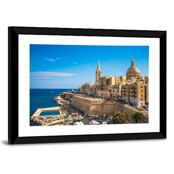 View Of Valletta City Canvas Wall Art-3 Horizontal-Gallery Wrap-25" x 16"-Tiaracle