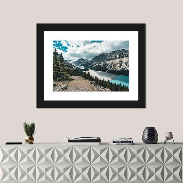View Over Peyto Lake Canvas Wall Art-1 Piece-Framed Print-30" x 20"-Tiaracle