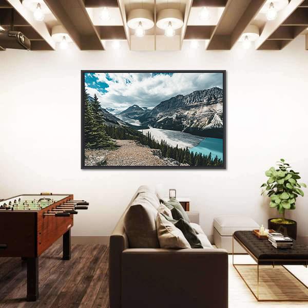 View Over Peyto Lake Canvas Wall Art-5 Horizontal-Gallery Wrap-22" x 12"-Tiaracle