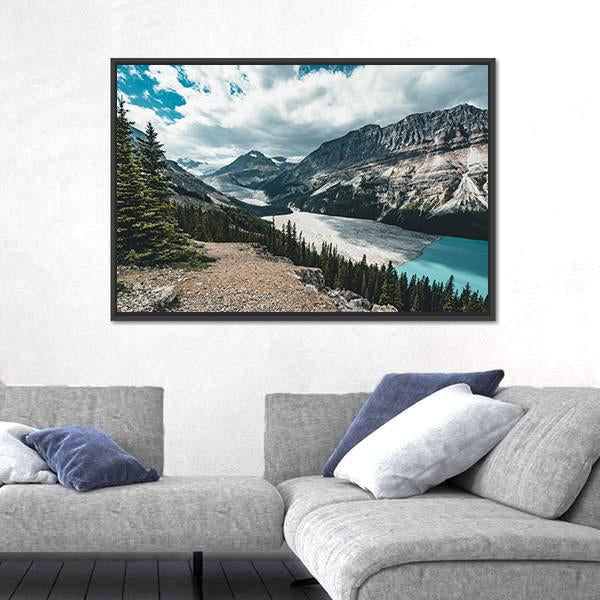 View Over Peyto Lake Canvas Wall Art-5 Horizontal-Gallery Wrap-22" x 12"-Tiaracle