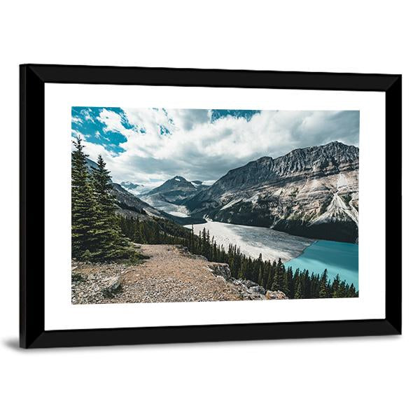View Over Peyto Lake Canvas Wall Art-5 Horizontal-Gallery Wrap-22" x 12"-Tiaracle