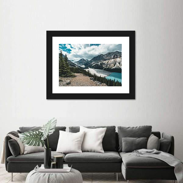 View Over Peyto Lake Canvas Wall Art-5 Horizontal-Gallery Wrap-22" x 12"-Tiaracle