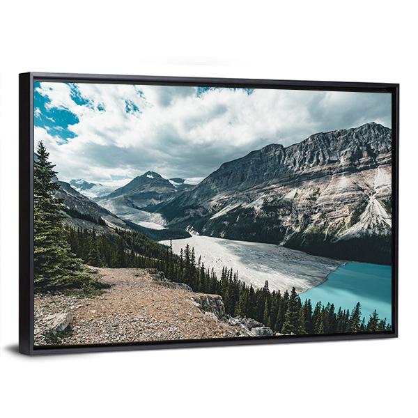 View Over Peyto Lake Canvas Wall Art-5 Horizontal-Gallery Wrap-22" x 12"-Tiaracle