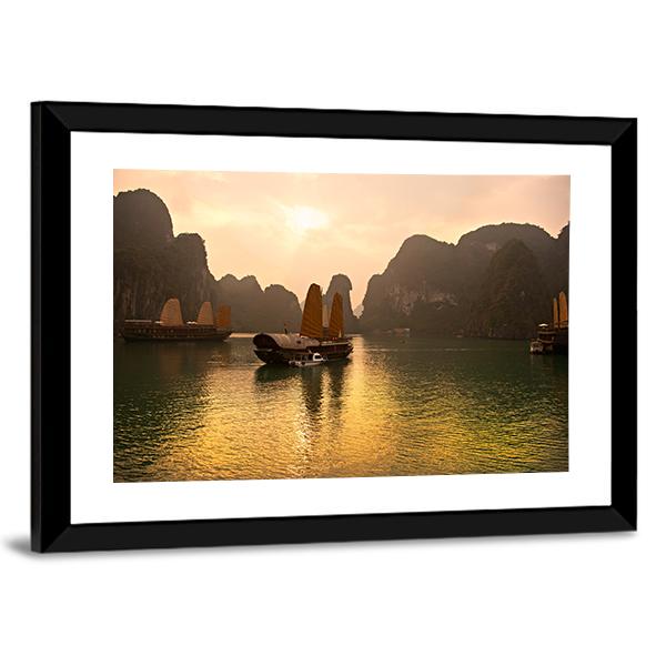 View of Ha Long Bay In Vietnam Canvas Wall Art-3 Horizontal-Gallery Wrap-25" x 16"-Tiaracle