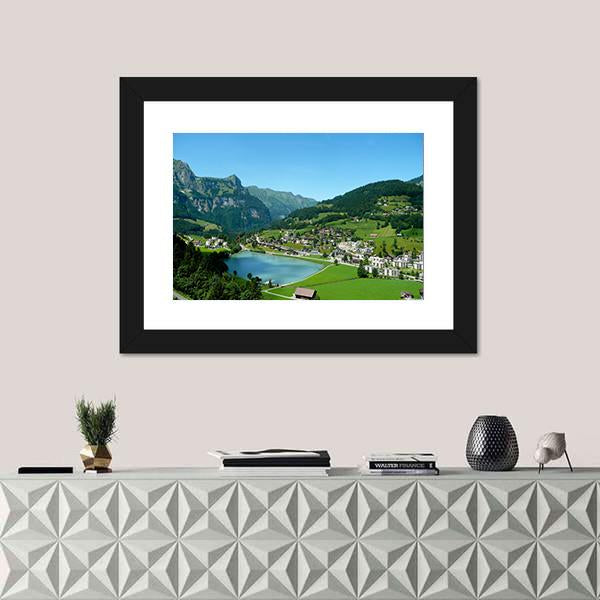 View over Engelberg Switzerland Canvas Wall Art-1 Piece-Framed Print-30" x 20"-Tiaracle