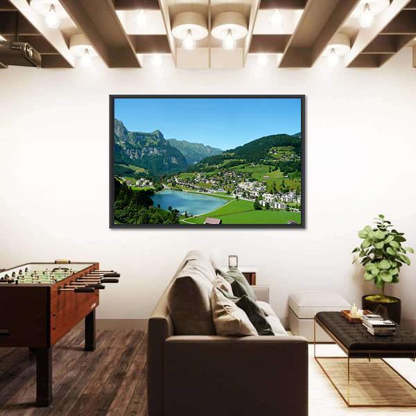 View over Engelberg Switzerland Canvas Wall Art-5 Horizontal-Gallery Wrap-22" x 12"-Tiaracle