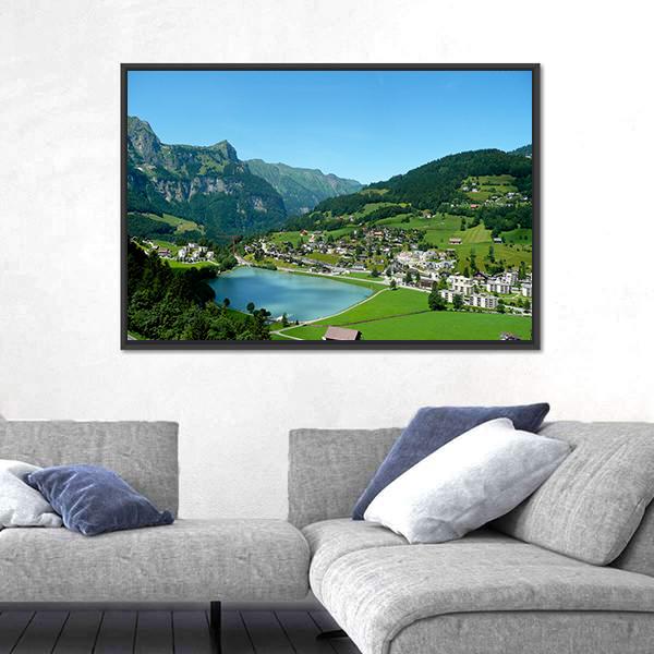 View over Engelberg Switzerland Canvas Wall Art-5 Horizontal-Gallery Wrap-22" x 12"-Tiaracle