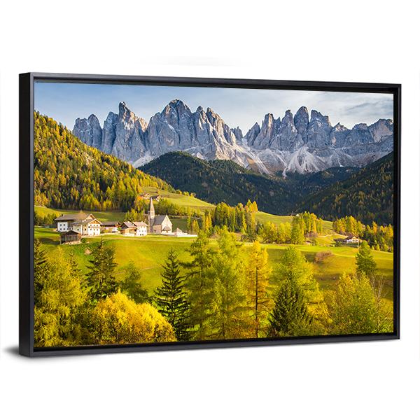 Village In Dolomites Canvas Wall Art-3 Horizontal-Gallery Wrap-25" x 16"-Tiaracle