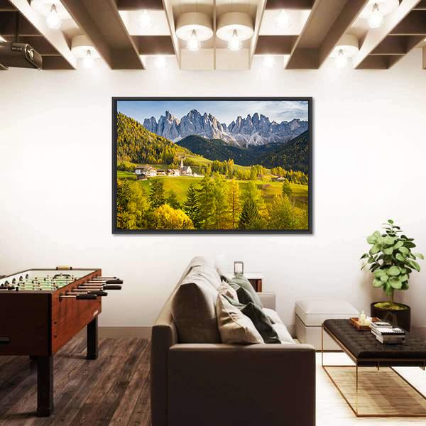 Village In Dolomites Canvas Wall Art-3 Horizontal-Gallery Wrap-25" x 16"-Tiaracle