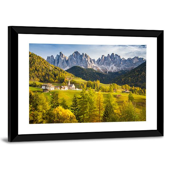Village In Dolomites Canvas Wall Art-3 Horizontal-Gallery Wrap-25" x 16"-Tiaracle