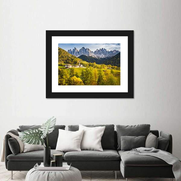 Village In Dolomites Canvas Wall Art-3 Horizontal-Gallery Wrap-25" x 16"-Tiaracle