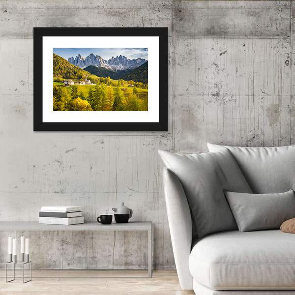 Village In Dolomites Canvas Wall Art-3 Horizontal-Gallery Wrap-25" x 16"-Tiaracle