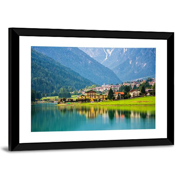 Village Near Lake Auronzo Canvas Wall Art-5 Horizontal-Gallery Wrap-22" x 12"-Tiaracle