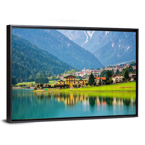 Village Near Lake Auronzo Canvas Wall Art-5 Horizontal-Gallery Wrap-22" x 12"-Tiaracle