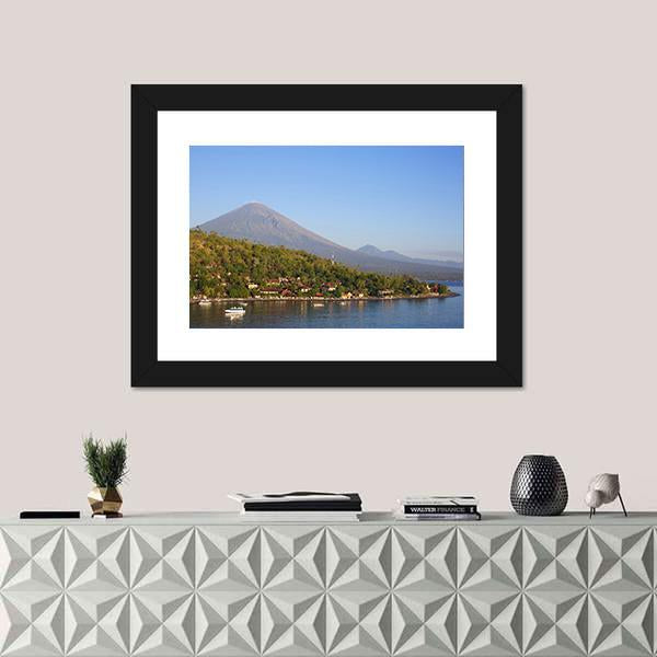 Village With Lake Canvas Wall Art-1 Piece-Framed Print-20" x 16"-Tiaracle