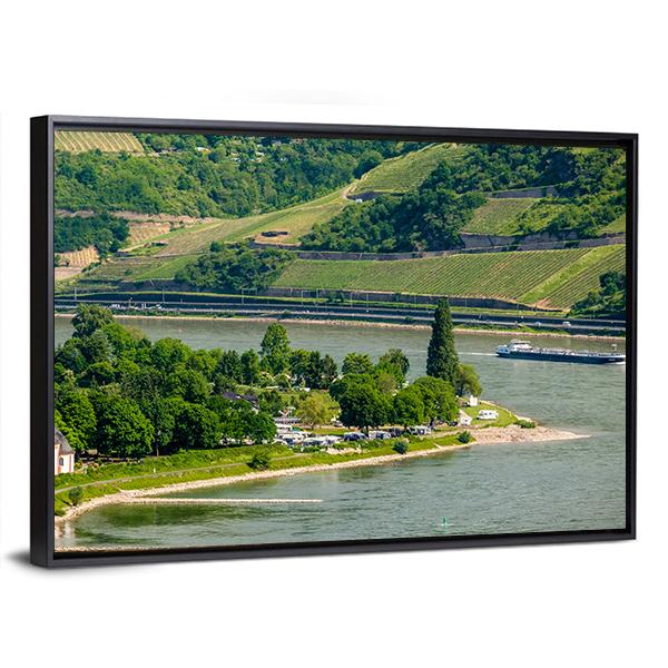 Vineyards At Rhine Valley Canvas Wall Art-3 Horizontal-Gallery Wrap-25" x 16"-Tiaracle