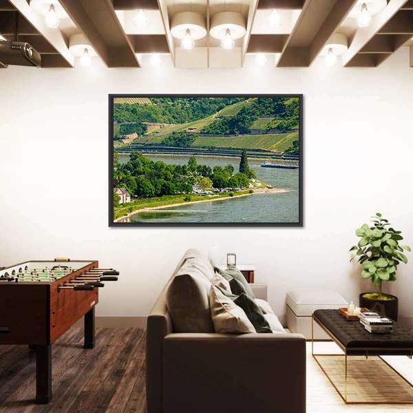 Vineyards At Rhine Valley Canvas Wall Art-3 Horizontal-Gallery Wrap-25" x 16"-Tiaracle