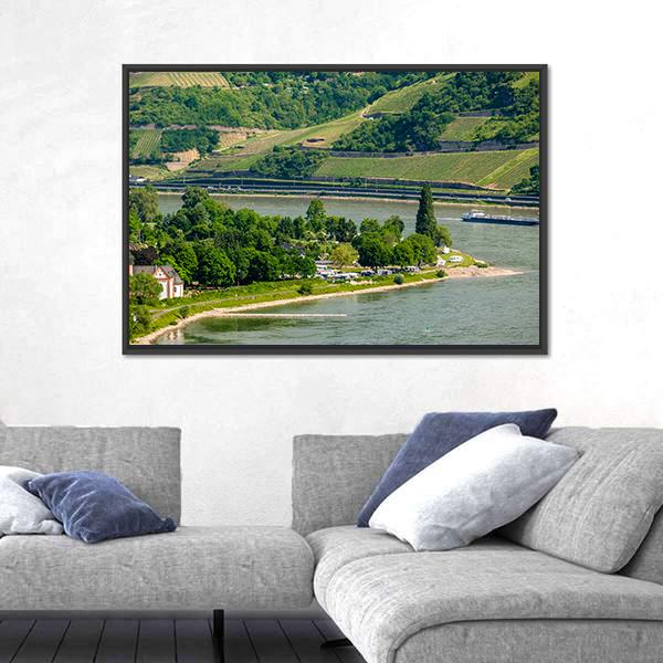 Vineyards At Rhine Valley Canvas Wall Art-3 Horizontal-Gallery Wrap-25" x 16"-Tiaracle