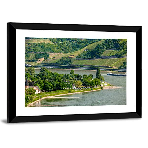 Vineyards At Rhine Valley Canvas Wall Art-5 Horizontal-Gallery Wrap-22" x 12"-Tiaracle