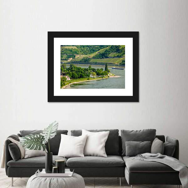 Vineyards At Rhine Valley Canvas Wall Art-3 Horizontal-Gallery Wrap-25" x 16"-Tiaracle