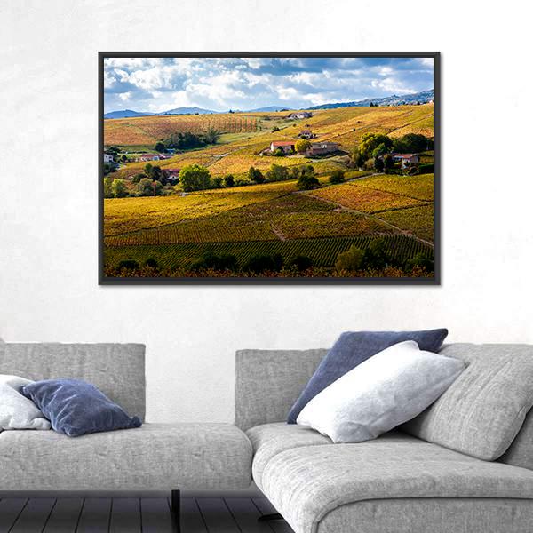 Vineyards Of Beaujolais France Canvas Wall Art-3 Horizontal-Gallery Wrap-25" x 16"-Tiaracle