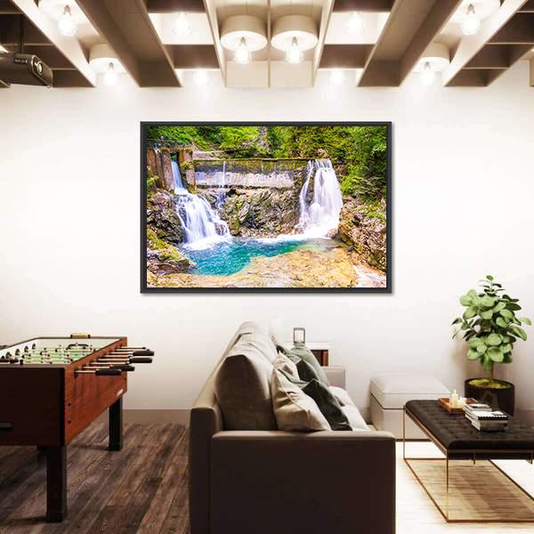 Vintgar Gorge Waterfall Slovenia Canvas Wall Art-5 Horizontal-Gallery Wrap-22" x 12"-Tiaracle