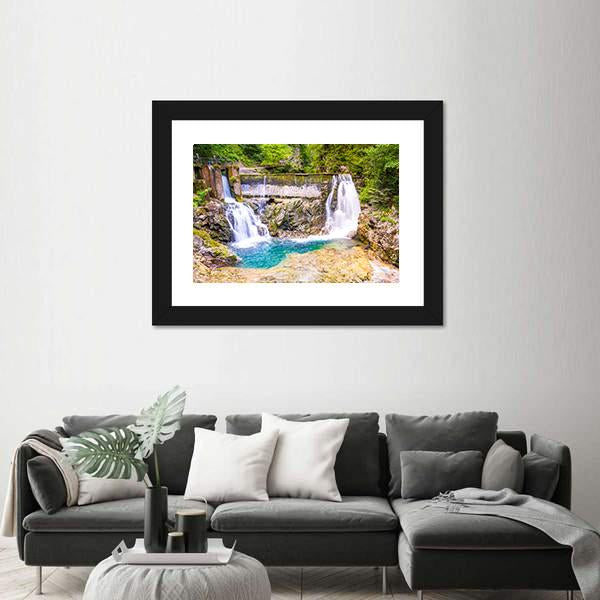 Vintgar Gorge Waterfall Slovenia Canvas Wall Art-5 Horizontal-Gallery Wrap-22" x 12"-Tiaracle
