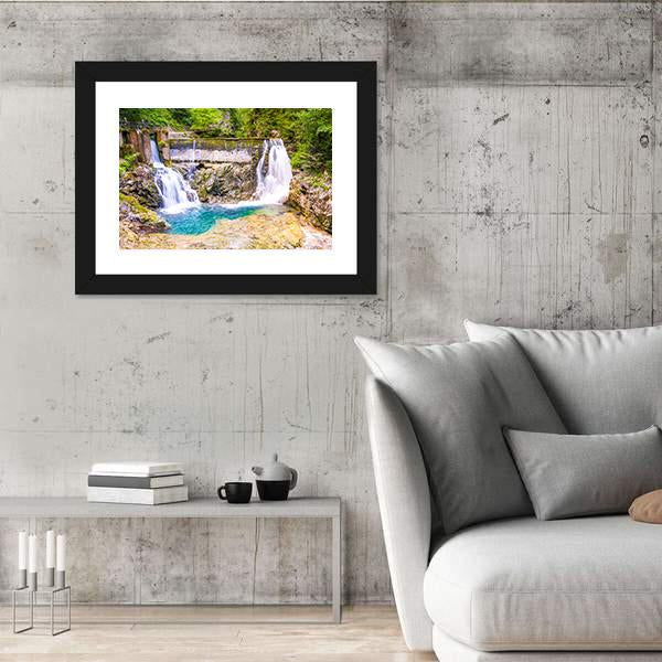 Vintgar Gorge Waterfall Slovenia Canvas Wall Art-5 Horizontal-Gallery Wrap-22" x 12"-Tiaracle