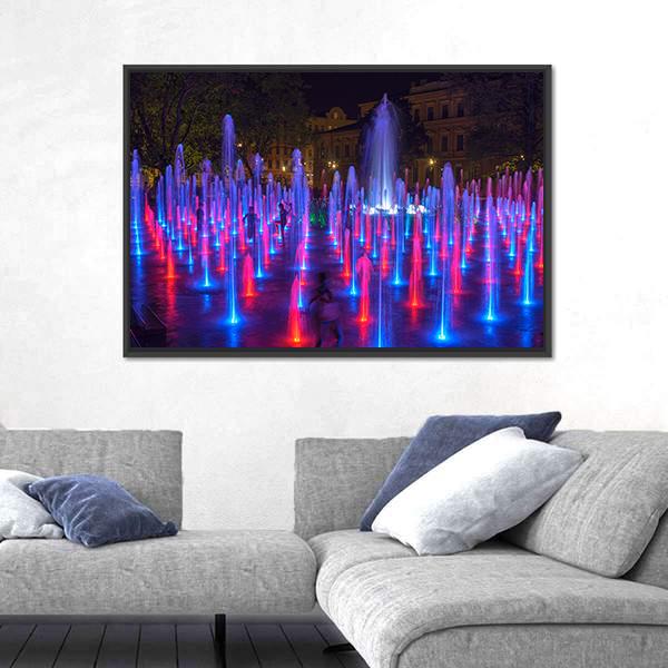 Vivid Color Fountain Water Canvas Wall Art-5 Horizontal-Gallery Wrap-22" x 12"-Tiaracle