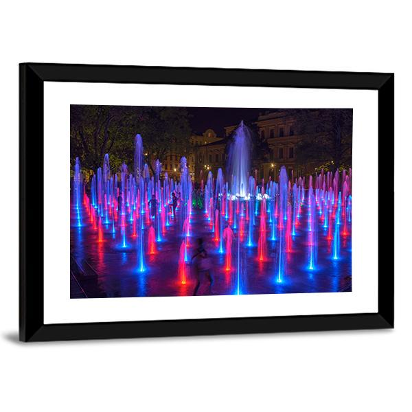 Vivid Color Fountain Water Canvas Wall Art-5 Horizontal-Gallery Wrap-22" x 12"-Tiaracle