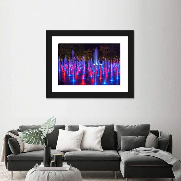 Vivid Color Fountain Water Canvas Wall Art-5 Horizontal-Gallery Wrap-22" x 12"-Tiaracle