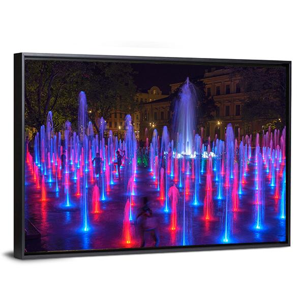 Vivid Color Fountain Water Canvas Wall Art-5 Horizontal-Gallery Wrap-22" x 12"-Tiaracle