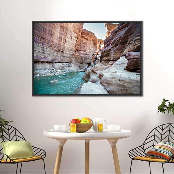 Wadi Hasa Creek Jordan Canvas Wall Art-5 Horizontal-Gallery Wrap-22" x 12"-Tiaracle
