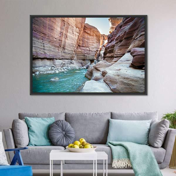 Wadi Hasa Creek Jordan Canvas Wall Art-5 Horizontal-Gallery Wrap-22" x 12"-Tiaracle